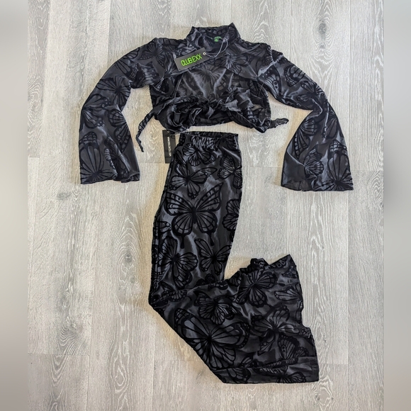 Dolls Kill Butterfly Utopia Mesh Flare Wrap Top & Pants - Picture 8 of 11